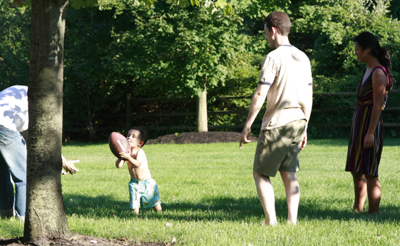 Nate throwing football
